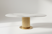 Mayfair Marble & Gold Pedestal Dining Table