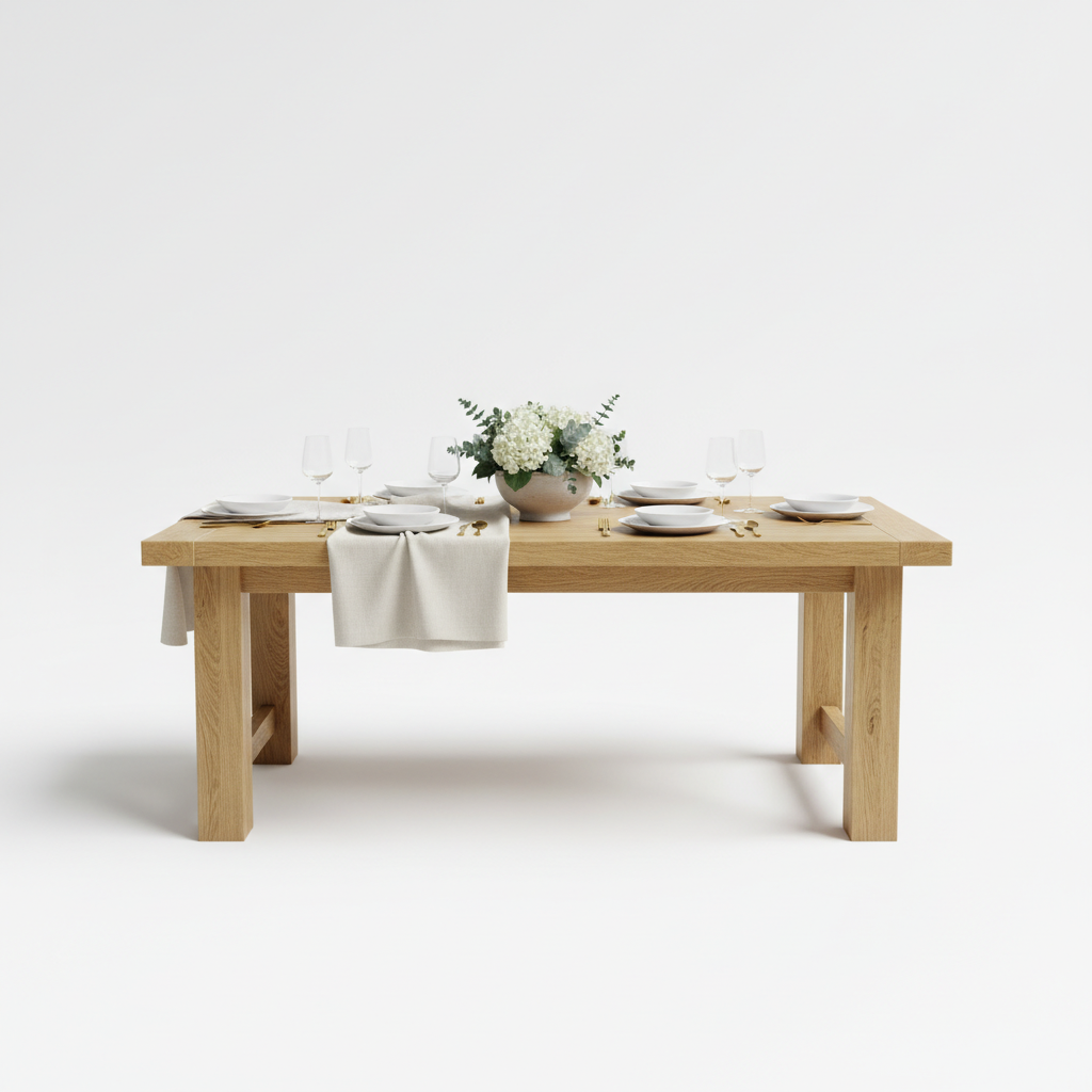 The 'Cambridge' Solid Oak Dining Table
