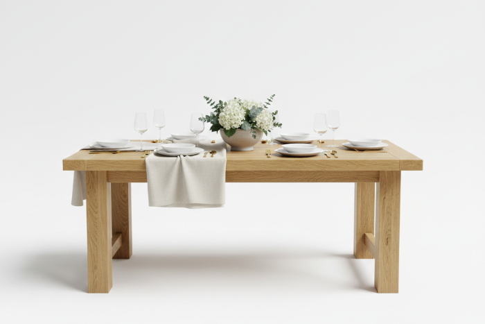 The 'Cambridge' Solid Oak Dining Table