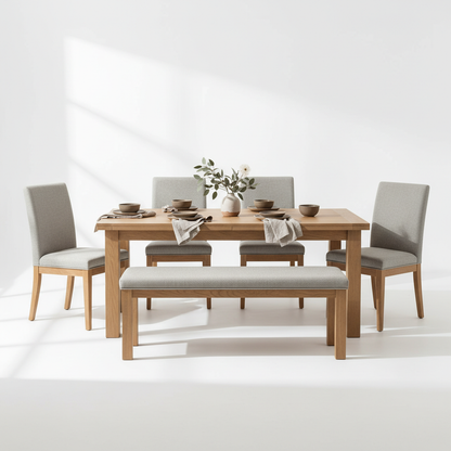 The Henley Complete Dining Set (Table, 4 Chairs, 1 Bench)